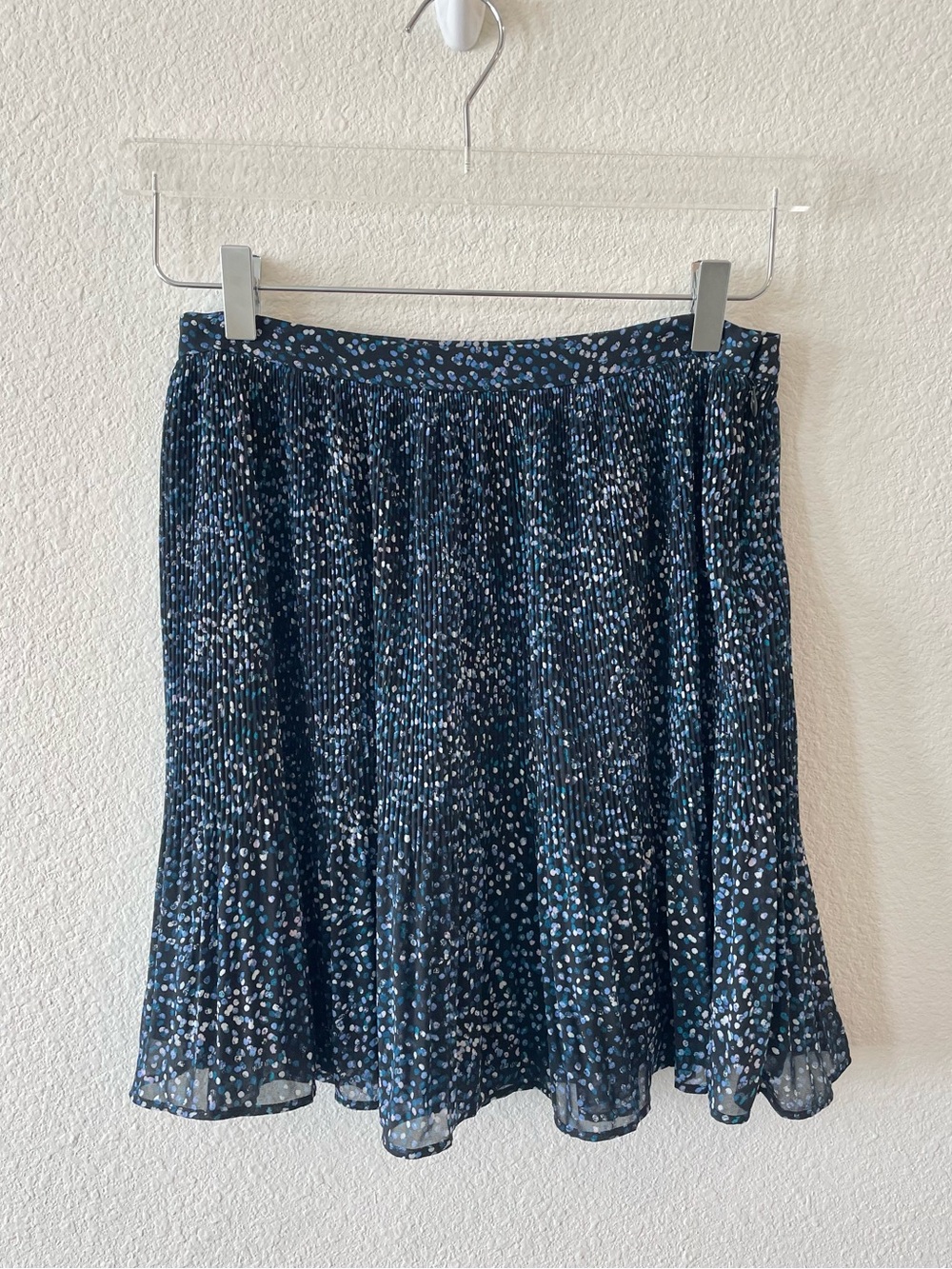 Banana Republic Blue Dot Micro Pleated Mini Skirt 0